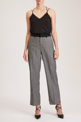 Manchester Trouser - High-waisted cropped trousers in black houndstooth