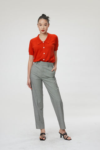 Dunkrik Trouser - High-waisted cigarette trousers in black & white