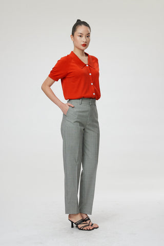 Dunkrik Trouser - High-waisted cigarette trousers in black & white