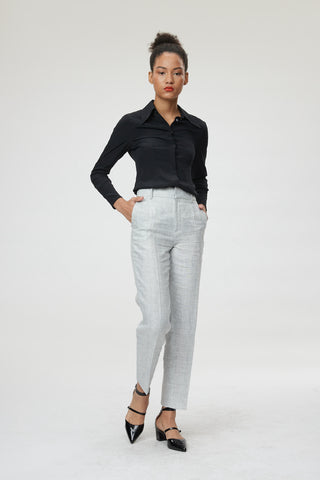 Dunkrik Trouser - High-waisted   cigarette trousers in grey