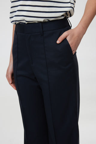 Emilia Trouser - Slim-fit bootcut trousers in navy blue