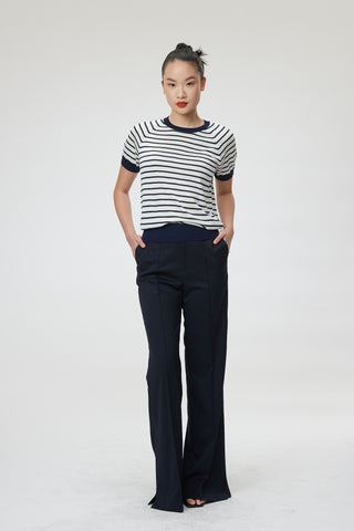 Emilia Trouser - Slim-fit bootcut trousers in navy blue