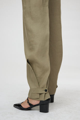 Forli Trouser - Wide leg trousers in khaki green