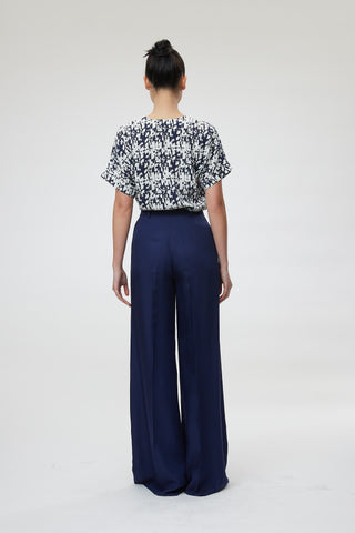 Modena Trouser - Palazzo fluid trousers in navy