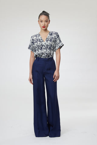 Modena Trouser - Palazzo fluid trousers in navy