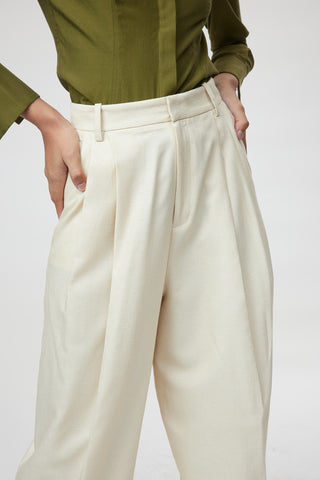 Siena Trouser - Wide leg high waisted trousers in off white