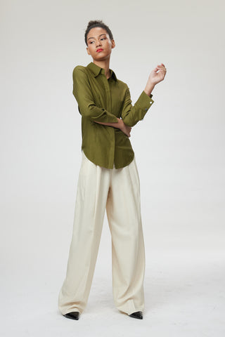 Siena Trouser - Wide leg high waisted trousers in off white