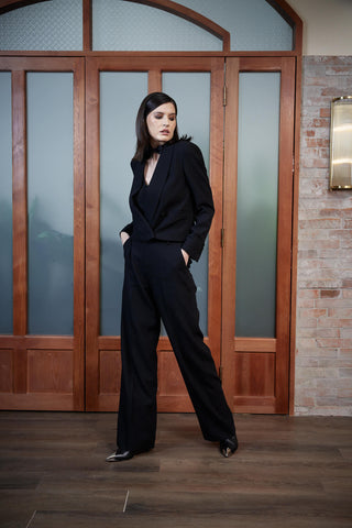 Blackpool Trouser - Wide leg trousers in night black