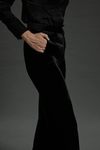 Bordeaux- Limited Edition Trousers - Flared trousers in black velvet