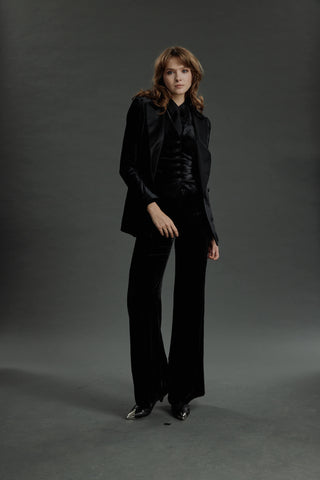 Bordeaux- Limited Edition Trousers - Flared trousers in black velvet