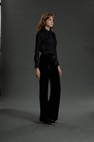 Bordeaux- Limited Edition Trousers - Flared trousers in black velvet