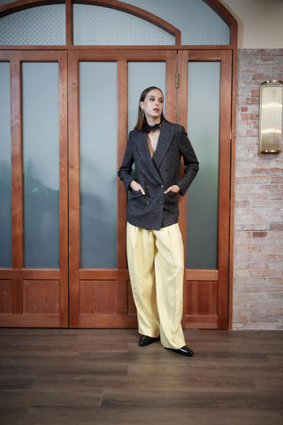 Siena Trouser - Wide leg trousers in ochre yellow