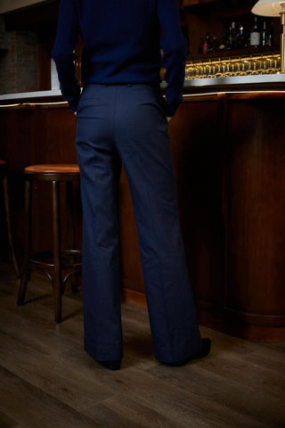 Bordeaux Trouser - Flared trousers in navy windowpane