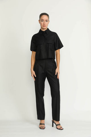 Carouge Trousers - Carouge Deep Black Cropped Trousers