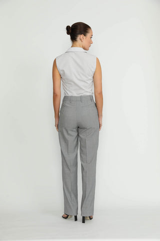 Elvas Trousers - Elvas Fitted Black/White Mini Houndstooth Trousers