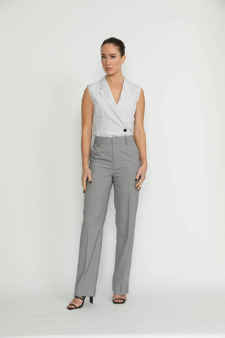 Elvas Trousers - Elvas Fitted Black/White Mini Houndstooth Trousers