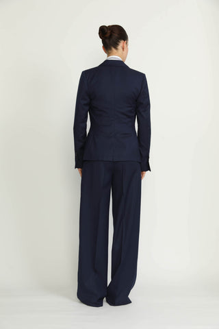 Lachen Trousers - Lachen Navy Wide-Leg Trousers