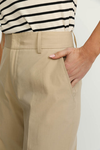 Manchester Trousers - Manchester High-Waisted Khaki Beige Twill Trousers