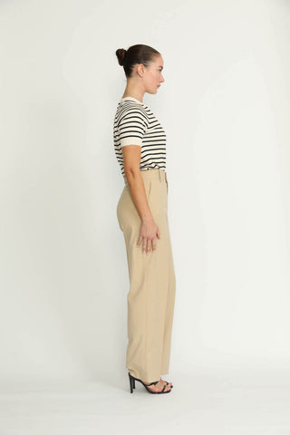 Manchester Trousers - Manchester High-Waisted Khaki Beige Twill Trousers