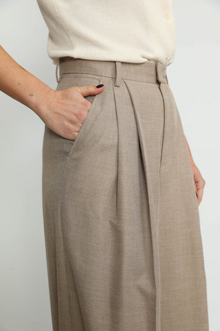 Siena Trousers - Siena Wide Leg Trousers in Honey Beige Twill