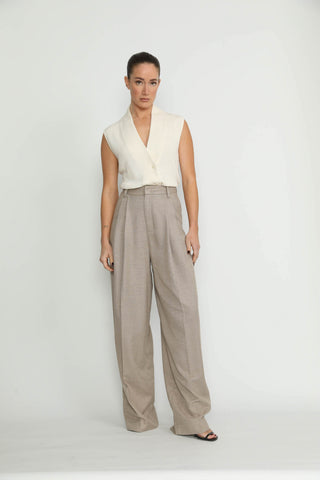 Siena Trousers - Siena Wide Leg Trousers in Honey Beige Twill