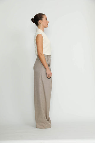 Siena Trousers - Siena Wide Leg Trousers in Honey Beige Twill