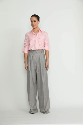 Siena Trousers - Siena Wide Leg Trousers in Grey Princess Check