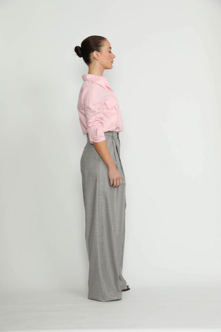 Siena Trousers - Siena Wide Leg Trousers in Grey Princess Check