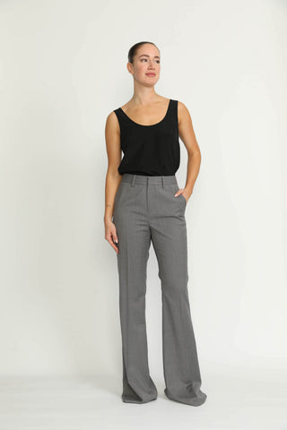 Sursee Trousers - Sursee Bell Bottom Flared Grey Trousers