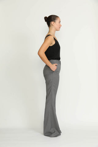 Sursee Trousers - Sursee Bell Bottom Flared Grey Trousers