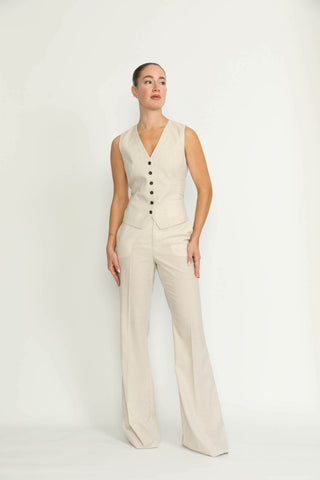 Sursee Trousers - Sursee Bell Bottom Flared Vanilla White Trousers