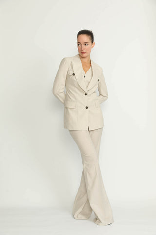 Sursee Trousers - Sursee Bell Bottom Flared Vanilla White Trousers