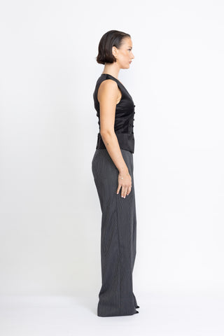 Blackpool Limited Edition Trousers - Wide-leg trousers in black pinstripe