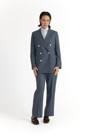 Manchester Trousers - Straight-leg trousers sky blue pinstripe