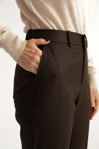 Sursee Trousers - Bell-bottom flared trousers in charcoal brown