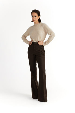 Sursee Trousers - Bell-bottom flared trousers in charcoal brown