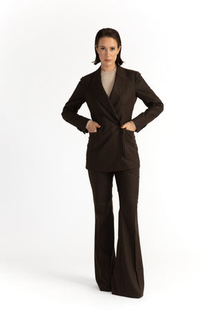 Sursee Trousers - Bell-bottom flared trousers in charcoal brown