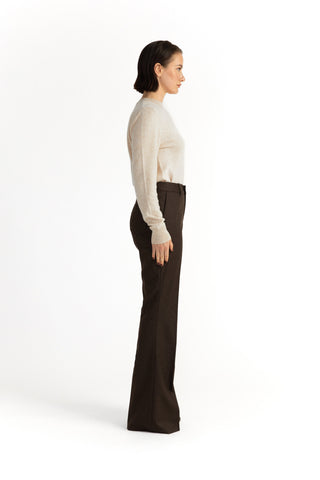 Sursee Trousers - Bell-bottom flared trousers in charcoal brown