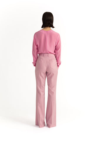 Sursee Trousers - Bell-bottom flared trousers in powder pink