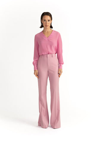 Sursee Trousers - Bell-bottom flared trousers in powder pink