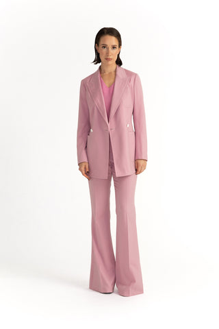 Sursee Trousers - Bell-bottom flared trousers in powder pink