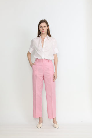 Manchester Trousers - Straight-leg trousers in pink linen