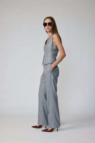 Workum Trousers - Straight cut trousers in silver grey
