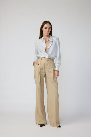 Parma 2.0 Trousers - Pleated wide-leg trousers in camel