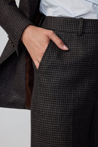 Bordeaux Trousers - Bootcut trousers in brown glenchek