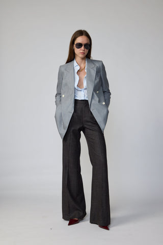 Bordeaux Trousers - Bootcut trousers in brown glenchek