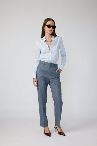 Castelo Branco Trousers - Slim Fit Trousers in blue dogtooth