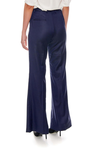 Bordeaux - Flared-leg wool suit trousers in navy