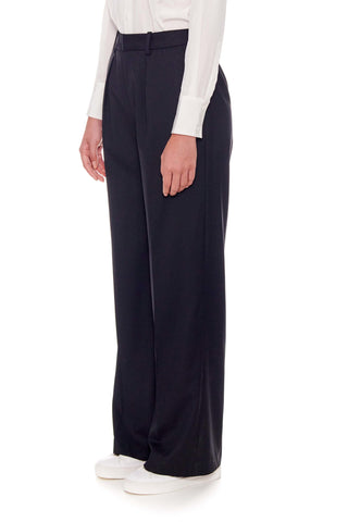 Rennes - Wide leg, tailored wool trousers in black