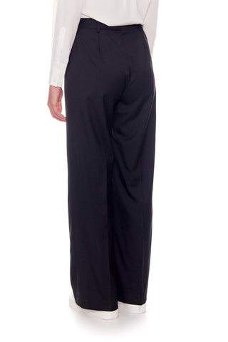 Rennes - Wide leg, tailored wool trousers in black